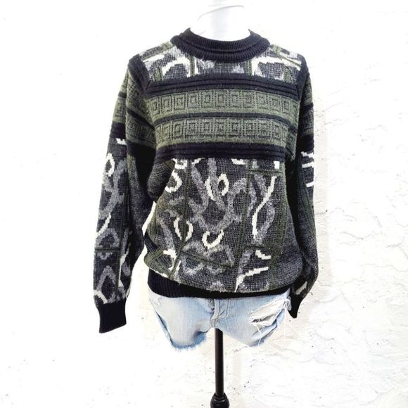 Italian Acrylic Wool Vintage knit sweater made in Italy Medium - Picture 5 of 16